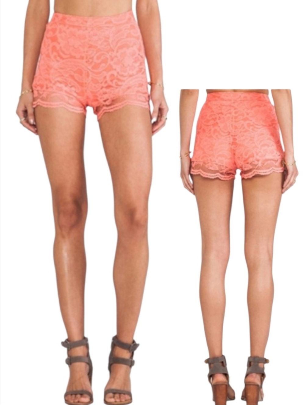 Show Me Your MuMu Sienna Lace Skimmer Shorts Coral